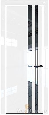 Дверь Profil Doors 20LE цвет Белый люкс кромка Черный матовый RAL9005 стекло Зеркало