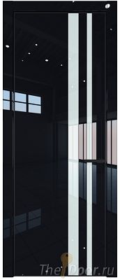 Дверь Profil Doors 20LE цвет Черный люкс кромка Черный матовый RAL9005 стекло Lacobel Белый лак