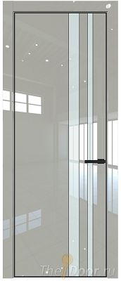 Дверь Profil Doors 20LE цвет Галька люкс кромка Черный матовый RAL9005 стекло Lacobel Белый лак