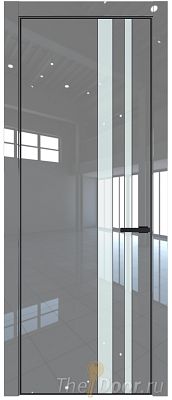 Дверь Profil Doors 20LE цвет Грей Люкс кромка Черный матовый RAL9005 стекло Lacobel Белый лак