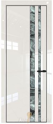 Дверь Profil Doors 20LE цвет Магнолия люкс кромка Черный матовый RAL9005 стекло Атриум серебро