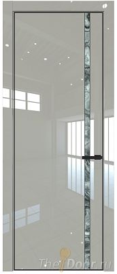 Дверь Profil Doors 21LE цвет Галька люкс кромка Черный матовый RAL9005 стекло Атриум серебро