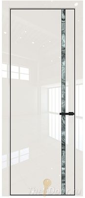 Дверь Profil Doors 21LE цвет Магнолия люкс кромка Черный матовый RAL9005 стекло Атриум серебро