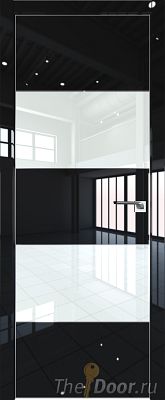Дверь Profil Doors 22LE цвет Черный люкс кромка Серебро стекло Lacobel Белый лак