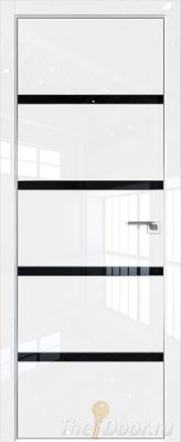 Дверь Profil Doors 23LE цвет Белый люкс кромка Матовый Алюминий с 4-х сторон стекло Lacobel Черный лак