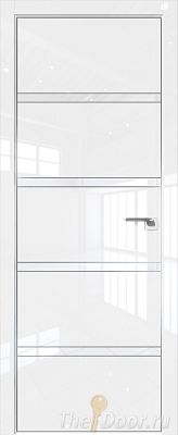 Дверь Profil Doors 23LE цвет Белый люкс кромка Матовый Алюминий с 4-х сторон стекло Lacobel лак Классик
