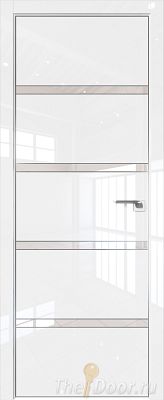 Дверь Profil Doors 23LE цвет Белый люкс кромка Матовый Алюминий с 4-х сторон стекло Lacobel Перламутровый лак