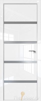 Дверь Profil Doors 23LE цвет Белый люкс кромка Матовый Алюминий с 4-х сторон стекло Lacobel Серебро Матлак