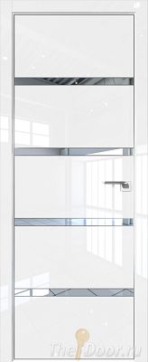 Дверь Profil Doors 23LE цвет Белый люкс кромка Матовый Алюминий с 4-х сторон стекло Зеркало
