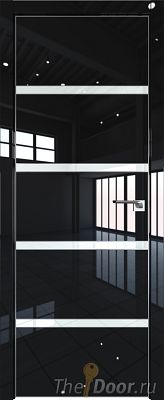 Дверь Profil Doors 23LE цвет Черный люкс кромка Матовый Алюминий с 4-х сторон стекло Lacobel Белый лак