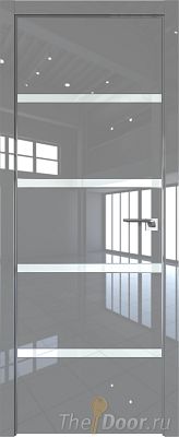 Дверь Profil Doors 23LE цвет Грей Люкс кромка Матовый Алюминий с 4-х сторон стекло Lacobel Белый лак
