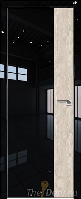 Дверь Profil Doors 24LE цвет Черный люкс кромка Матовый Алюминий с 4-х сторон вставка Каштан Светлый