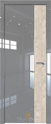 Дверь Profil Doors 24LE цвет Грей Люкс кромка Матовый Алюминий с 4-х сторон вставка Каштан Светлый