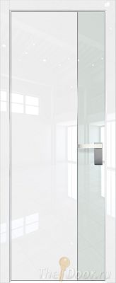 Дверь Profil Doors 100LK цвет Белый люкс кромка Матовый Алюминий с 4-х сторон стекло Lacobel Белый лак