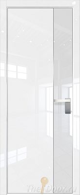 Дверь Profil Doors 100LK цвет Белый люкс кромка Матовый Алюминий с 4-х сторон стекло Lacobel лак Классик