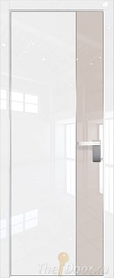 Дверь Profil Doors 100LK цвет Белый люкс кромка Матовый Алюминий с 4-х сторон стекло Lacobel Перламутровый лак