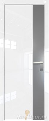 Дверь Profil Doors 100LK цвет Белый люкс кромка Матовый Алюминий с 4-х сторон стекло Lacobel Серебро Матлак