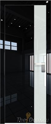Дверь Profil Doors 100LK цвет Черный люкс кромка Матовый Алюминий с 4-х сторон стекло Lacobel Белый лак