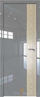 Дверь Profil Doors 100LK цвет Грей Люкс кромка Матовый Алюминий с 4-х сторон вставка Дуб SKY Крем
