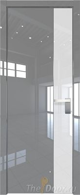 Дверь Profil Doors 100LK цвет Грей Люкс кромка Матовый Алюминий с 4-х сторон стекло Lacobel лак Классик