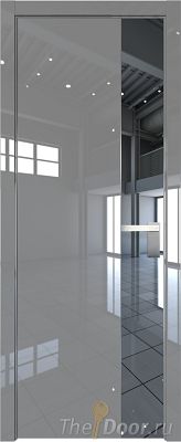 Дверь Profil Doors 100LK цвет Грей Люкс кромка Матовый Алюминий с 4-х сторон стекло Зеркало
