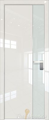 Дверь Profil Doors 100LK цвет Магнолия люкс кромка Матовый Алюминий с 4-х сторон стекло Lacobel Белый лак