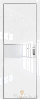 Дверь Profil Doors 104LK цвет Белый люкс кромка Матовый Алюминий с 4-х сторон стекло Lacobel лак Классик