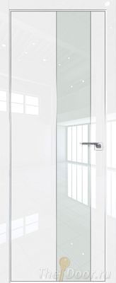 Дверь Profil Doors 105LK цвет Белый люкс кромка Матовый Алюминий с 4-х сторон стекло Lacobel Белый лак