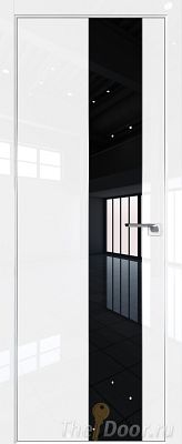 Дверь Profil Doors 105LK цвет Белый люкс кромка Матовый Алюминий с 4-х сторон стекло Lacobel Черный лак