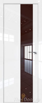 Дверь Profil Doors 105LK цвет Белый люкс кромка Матовый Алюминий с 4-х сторон стекло Lacobel Коричневый лак