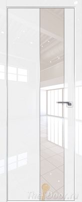Дверь Profil Doors 105LK цвет Белый люкс кромка Матовый Алюминий с 4-х сторон стекло Lacobel Перламутровый лак