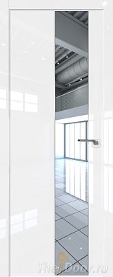 Дверь Profil Doors 105LK цвет Белый люкс кромка Матовый Алюминий с 4-х сторон стекло Зеркало
