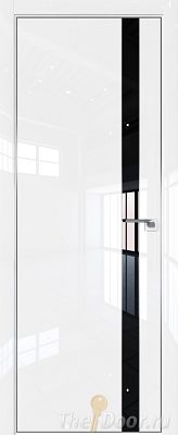 Дверь Profil Doors 106LK цвет Белый люкс кромка Матовый Алюминий с 4-х сторон стекло Lacobel Черный лак