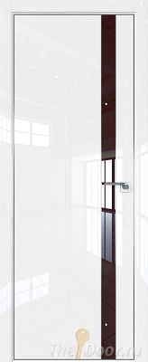 Дверь Profil Doors 106LK цвет Белый люкс кромка Матовый Алюминий с 4-х сторон стекло Lacobel Коричневый лак