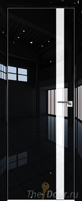 Дверь Profil Doors 106LK цвет Черный люкс кромка Матовый Алюминий с 4-х сторон стекло Lacobel Белый лак