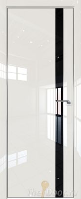 Дверь Profil Doors 106LK цвет Магнолия люкс кромка Матовый Алюминий с 4-х сторон стекло Lacobel Черный лак