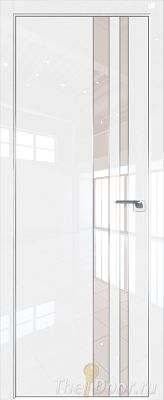 Дверь Profil Doors 116LK цвет Белый люкс кромка Матовый Алюминий с 4-х сторон стекло Lacobel Перламутровый лак