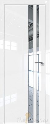 Дверь Profil Doors 116LK цвет Белый люкс кромка Матовый Алюминий с 4-х сторон стекло Зеркало