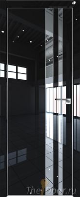 Дверь Profil Doors 116LK цвет Черный люкс кромка Матовый Алюминий с 4-х сторон стекло Зеркало