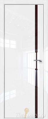 Дверь Profil Doors 122LK цвет Белый люкс кромка Матовый Алюминий с 4-х сторон стекло Lacobel Коричневый лак
