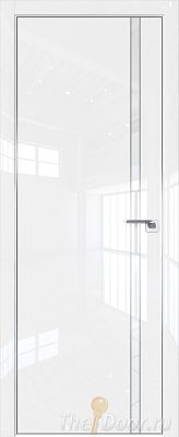 Дверь Profil Doors 122LK цвет Белый люкс кромка Матовый Алюминий с 4-х сторон стекло Lacobel лак Классик