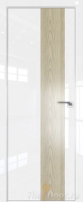 Дверь Profil Doors 5LK цвет Белый люкс кромка Матовый Алюминий с 4-х сторон вставка Дуб SKY Крем