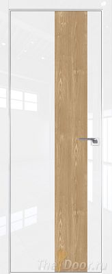 Дверь Profil Doors 5LK цвет Белый люкс кромка Матовый Алюминий с 4-х сторон вставка Каштан Натуральный
