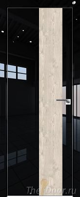 Дверь Profil Doors 5LK цвет Черный люкс кромка Матовый Алюминий с 4-х сторон вставка Каштан Светлый