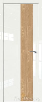 Дверь Profil Doors 5LK цвет ДаркВайт Люкс кромка Матовый Алюминий с 4-х сторон вставка Каштан Натуральный