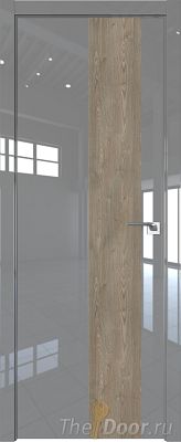 Дверь Profil Doors 5LK цвет Грей Люкс кромка Матовый Алюминий с 4-х сторон вставка Каштан Темный