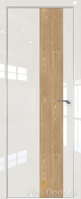Дверь Profil Doors 5LK цвет Магнолия люкс кромка Матовый Алюминий с 4-х сторон вставка Каштан Натуральный