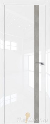 Дверь Profil Doors 6LK цвет Белый люкс кромка Матовый Алюминий с 4-х сторон вставка Бетон Платина