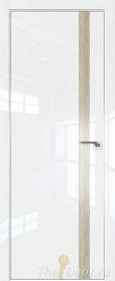 Дверь Profil Doors 6LK цвет Белый люкс кромка Матовый Алюминий с 4-х сторон вставка Дуб SKY Крем