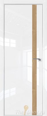 Дверь Profil Doors 6LK цвет Белый люкс кромка Матовый Алюминий с 4-х сторон вставка Каштан Натуральный